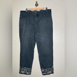 Chico's Black Cropped Jeans with Silver Embellishments-
Chico’s size 3.5